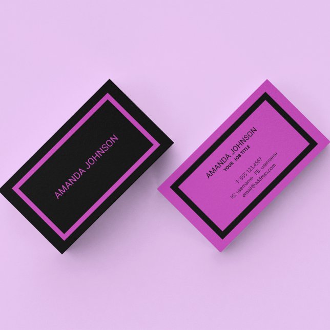 Unique Elegant Black & Purple Border Clean Script  Business Card (Creator Uploaded)