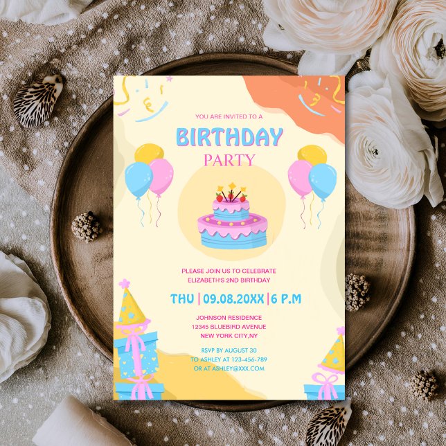 unique elegant colorful kid's birthday  invitation (Creator Uploaded)