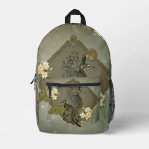 Unique elegant fantasy birds printed backpack