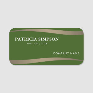 Unique Elegant Forest Green Golden Earth Name Tag