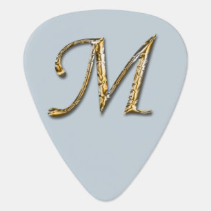Unique Elegant Gold Letter M Monogram Initial Guitar Pick