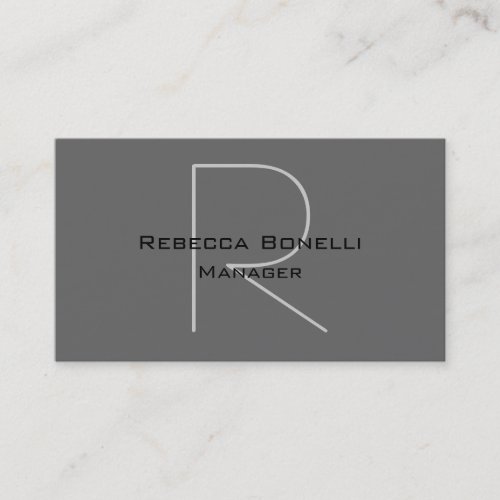 Unique Elegant Gray Monogram Manager Business Card