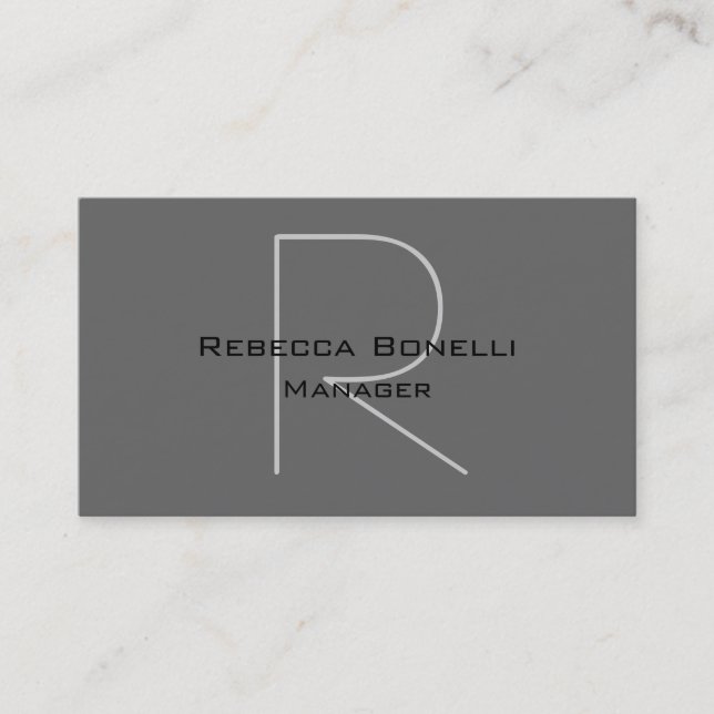 Unique Elegant Gray Monogram Manager Business Card (Front)