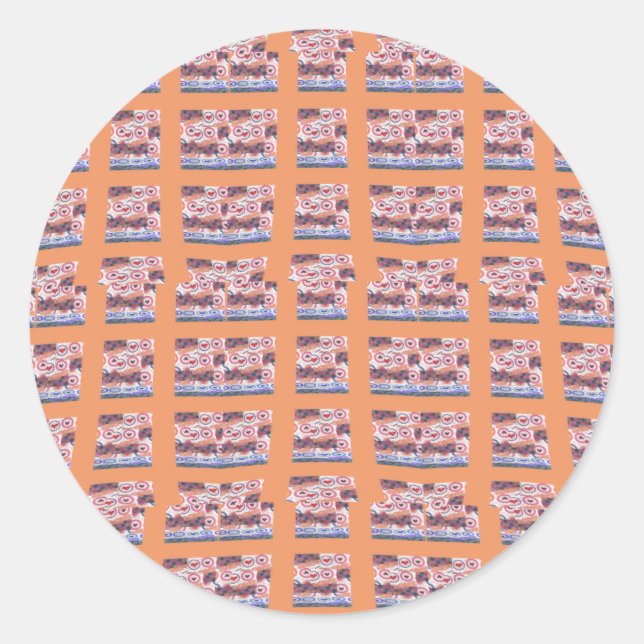 Unique Elegant Heart-Patterned Artwork for All Age Classic Round Sticker (Front)