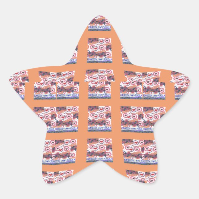 Unique Elegant Heart-Patterned Artwork for All Age Star Sticker (Front)