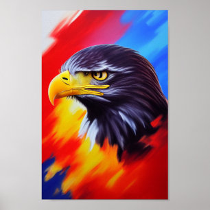 Unique Elegant Majestic Eagle Rainbow Digital Art Poster