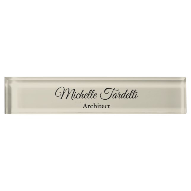Unique Elegant Minimal Modern Script Calligraphy Desk Name Plate (Front)