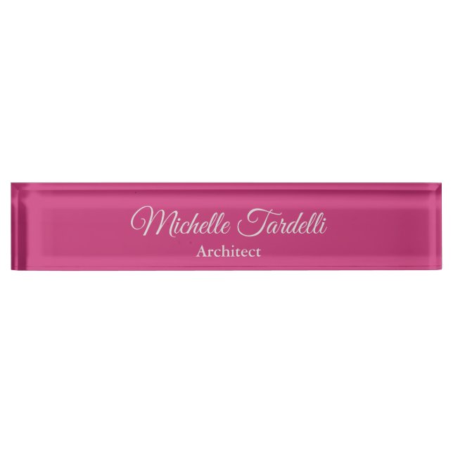 Unique Elegant Minimalist Modern Feminine Plain Desk Name Plate (Front)