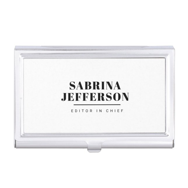 Unique Elegant Plain Simple Black White Business Card Case (Front)