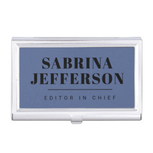 Unique Elegant Plain Simple Blue Black Business Card Case