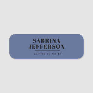 Unique Elegant Plain Simple Blue Black Name Tag