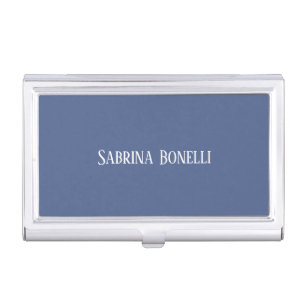 Unique Elegant Plain Simple Blue White Business Card Case