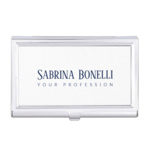 Unique Elegant Plain Simple Blue White Business Card Case