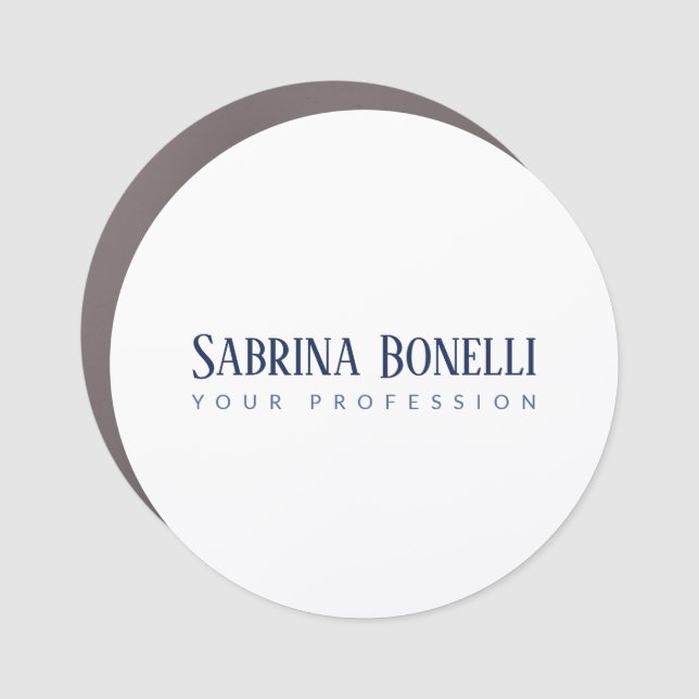 Unique Elegant Plain Simple Blue White Car Magnet (Front)