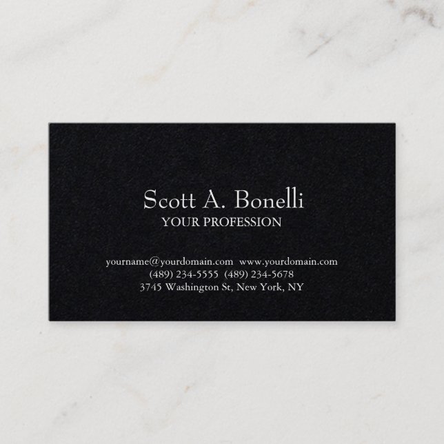 Unique Elegant Plain Simple Gift Template Black Business Card (Front)