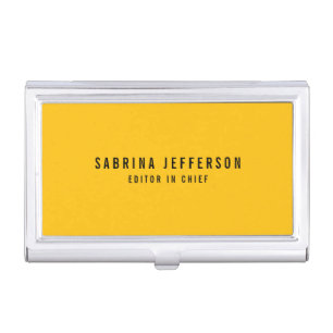 Unique Elegant Plain Simple Minimal Yellow Orange Business Card Case
