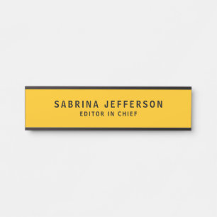 Unique Elegant Plain Simple Minimal Yellow Orange Door Sign