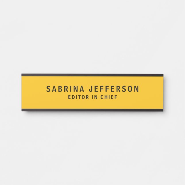 Unique Elegant Plain Simple Minimal Yellow Orange Door Sign (Front)