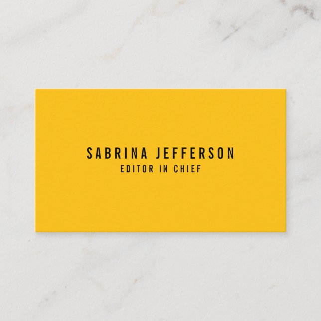 Unique Elegant Plain Simple Minimal Yellow Orange Enclosure Card (Front)