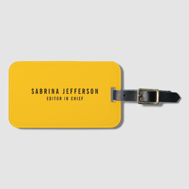 Unique Elegant Plain Simple Minimal Yellow Orange Luggage Tag (Front Horizontal)