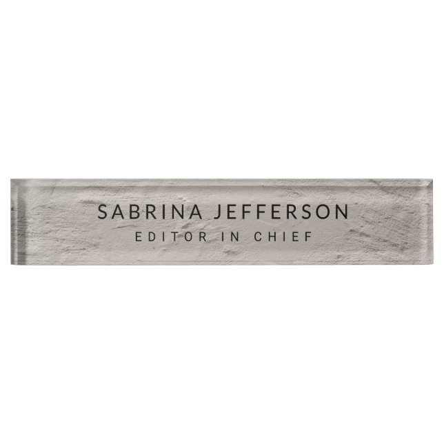 Unique Elegant Plain Simple Minimalist Desk Name Plate (Front)
