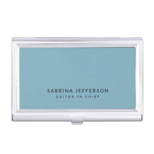Unique Elegant Plain Simple Minimalist Light Blue Business Card Case