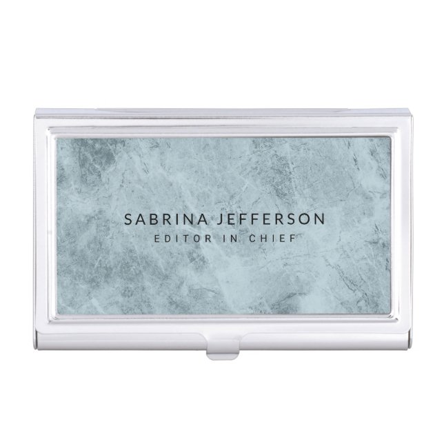 Unique Elegant Plain Simple Minimalist Light Blue Business Card Case (Front)