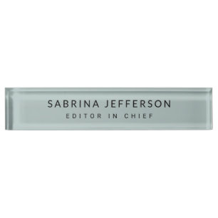 Unique Elegant Plain Simple Minimalist Light Blue Desk Name Plate
