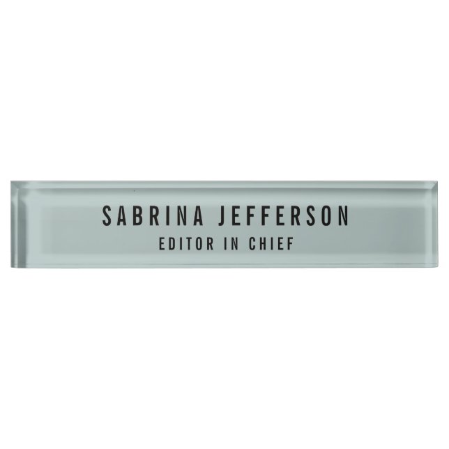 Unique Elegant Plain Simple Minimalist Light Blue Desk Name Plate (Front)