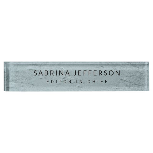 Unique Elegant Plain Simple Minimalist Light Blue Desk Name Plate (Front)