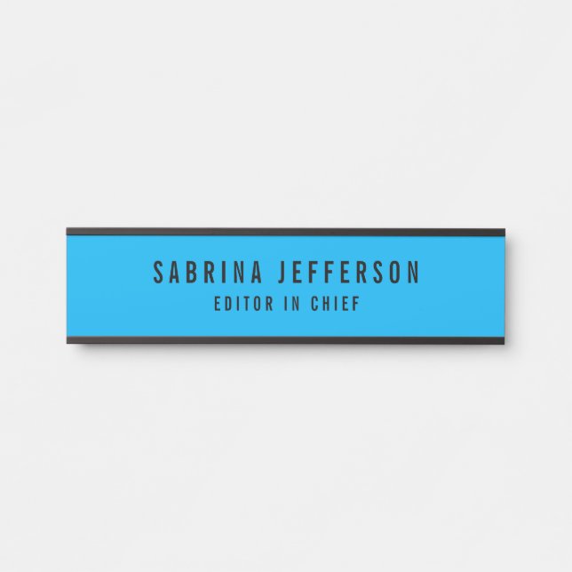Unique Elegant Plain Simple Minimalist Light Blue Door Sign (Front)