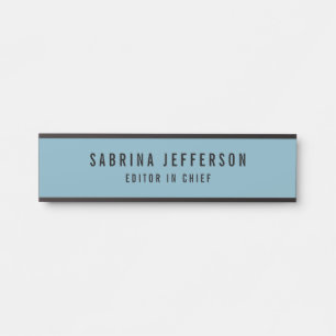 Unique Elegant Plain Simple Minimalist Light Blue Door Sign