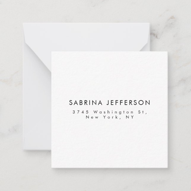 Unique Elegant Plain Simple Minimalist Note Card (Front)