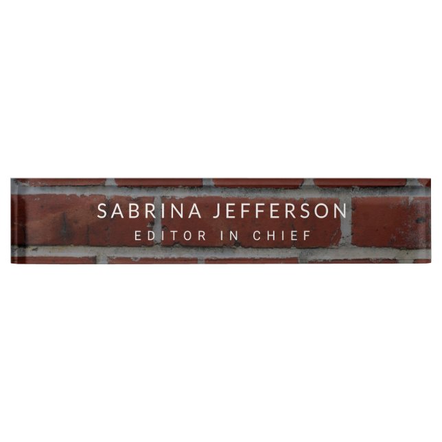 Unique Elegant Plain Simple Minimalist Wall Bricks Desk Name Plate (Front)