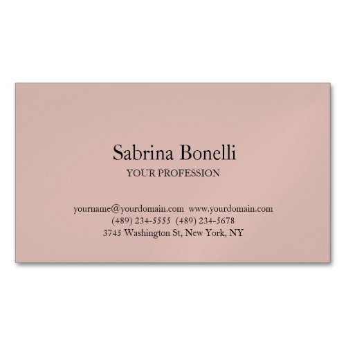 Unique Elegant Plain Simple Rose Gold Color Business Card Magnet