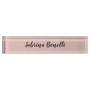 Unique Elegant Plain Simple Rose Gold Color Desk Name Plate