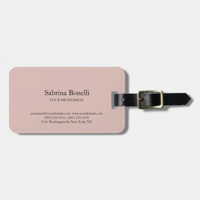 Unique Elegant Plain Simple Rose Gold Color Luggage Tag (Front Horizontal)