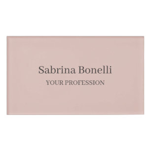 Unique Elegant Plain Simple Rose Gold Color Name Tag