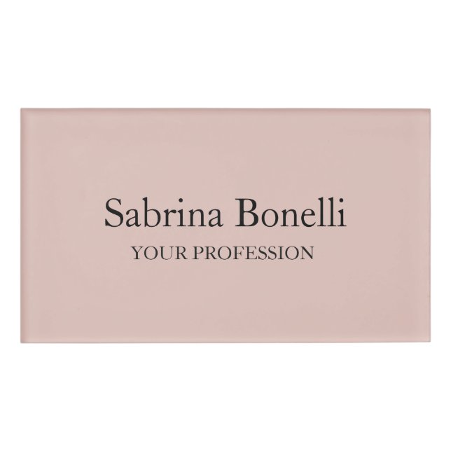 Unique Elegant Plain Simple Rose Gold Color Name Tag (Front)