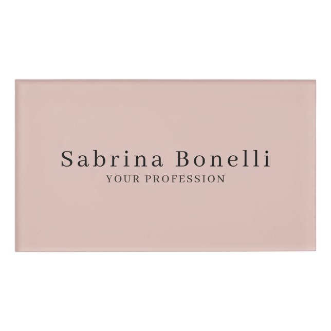 Unique Elegant Plain Simple Rose Gold Color Name Tag (Front)