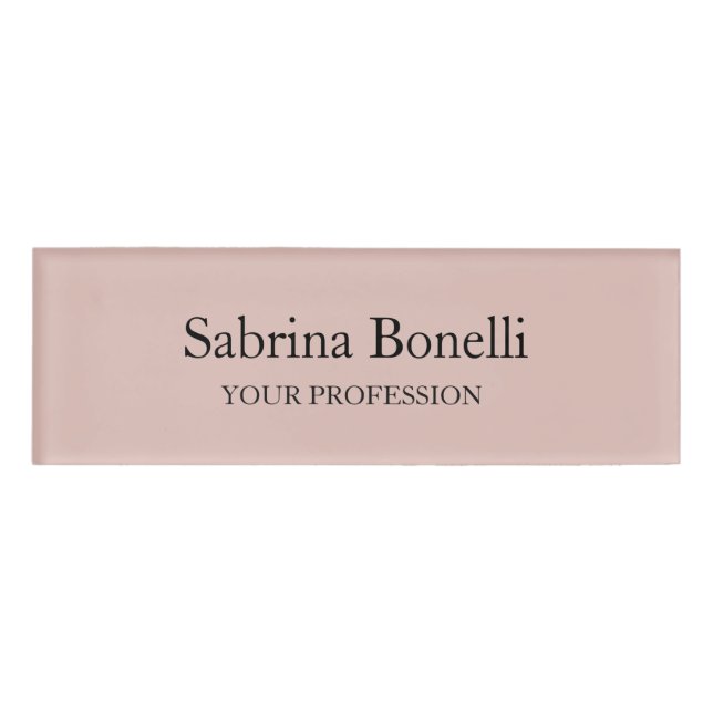 Unique Elegant Plain Simple Rose Gold Color Name Tag (Front)