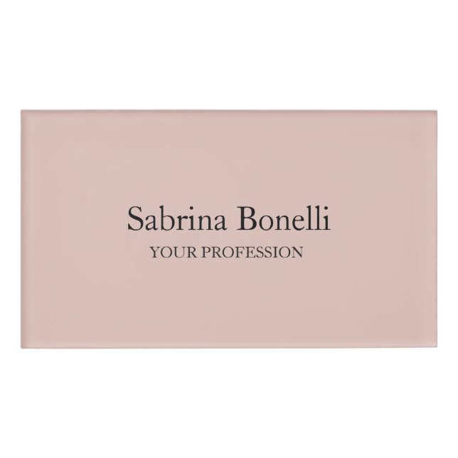 Unique Elegant Plain Simple Rose Gold Color Name Tag (Front)
