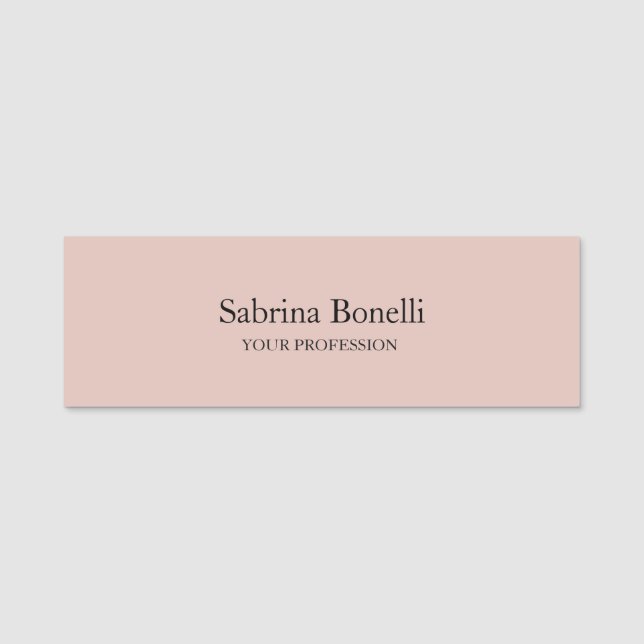 Unique Elegant Plain Simple Rose Gold Color Name Tag (Front)