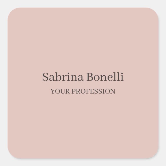 Unique Elegant Plain Simple Rose Gold Color Square Sticker (Front)