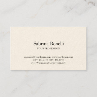 Unique Elegant Plain Simple Signature Cream Business Card