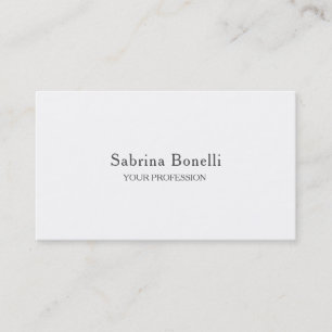 Unique Elegant Plain Simple White Business Card