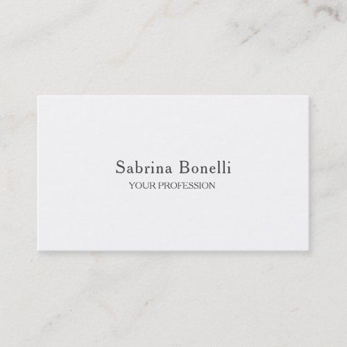 Unique Elegant Plain Simple White  Business Card