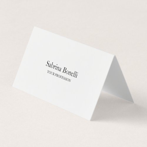 Unique Elegant Plain Simple White Business Card