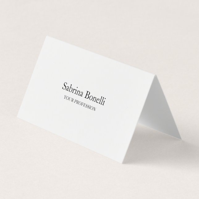 Unique Elegant Plain Simple White Business Card (Front)