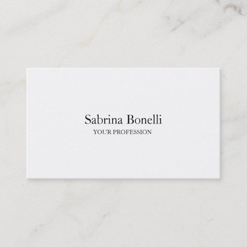 Unique Elegant Plain Simple White Business Card